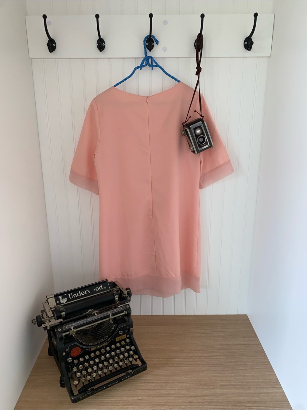 Classic Pink Shift Dress with Button Detail - Picture 4 of 5